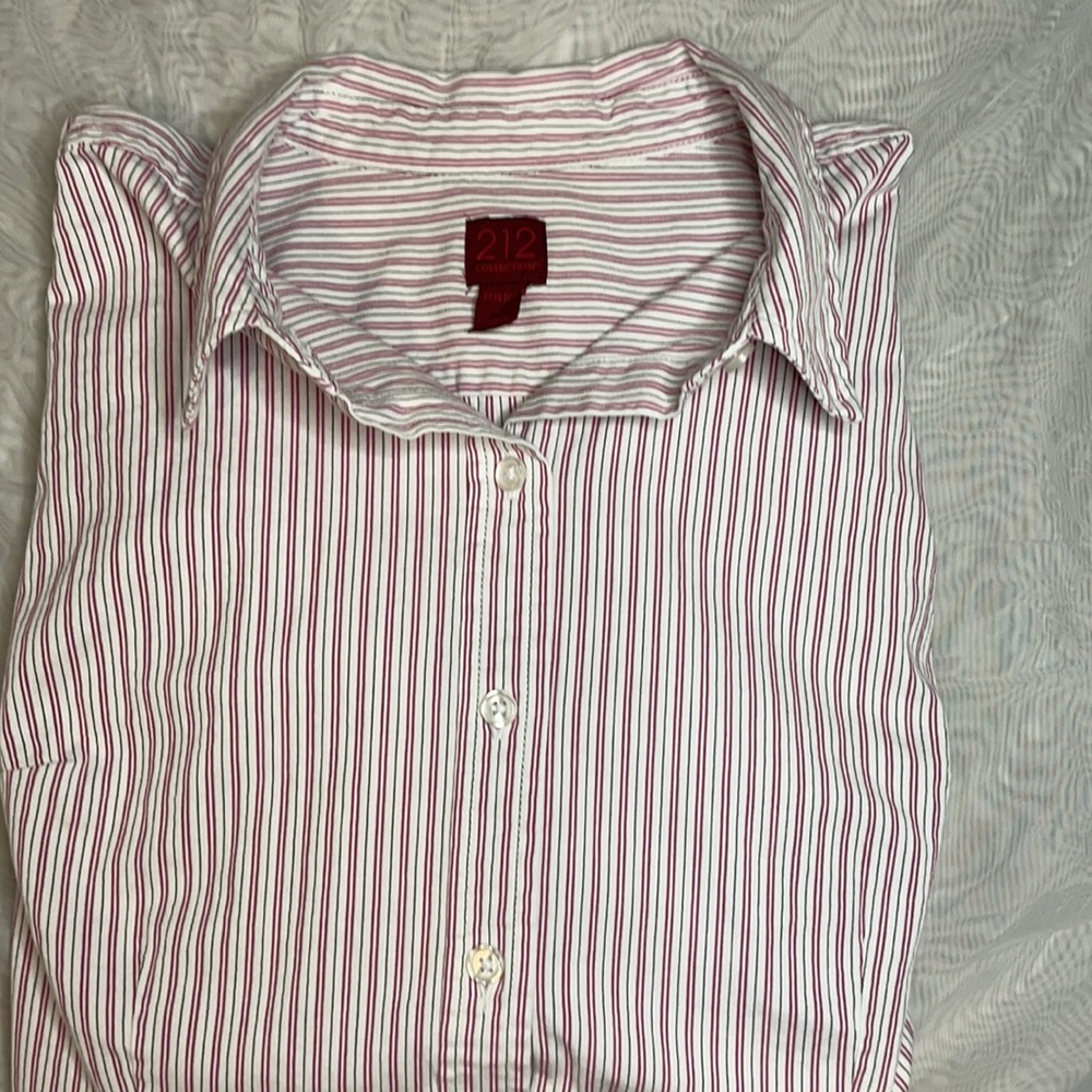 212 Women's Pink & White Long sleeve button shirt